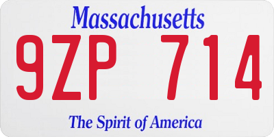 MA license plate 9ZP714