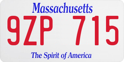 MA license plate 9ZP715