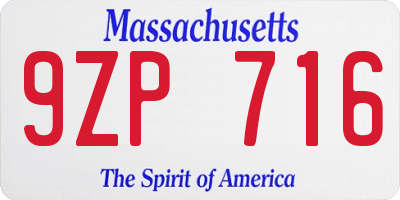 MA license plate 9ZP716