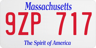 MA license plate 9ZP717