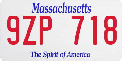 MA license plate 9ZP718