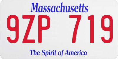 MA license plate 9ZP719