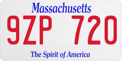 MA license plate 9ZP720