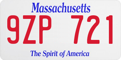 MA license plate 9ZP721