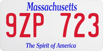 MA license plate 9ZP723