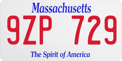 MA license plate 9ZP729