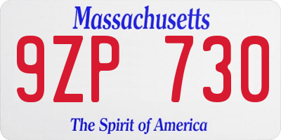 MA license plate 9ZP730