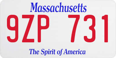 MA license plate 9ZP731