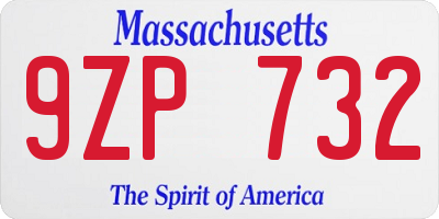 MA license plate 9ZP732