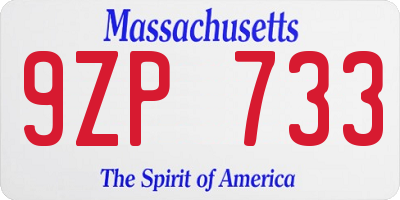 MA license plate 9ZP733