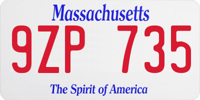 MA license plate 9ZP735