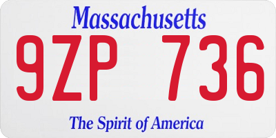 MA license plate 9ZP736