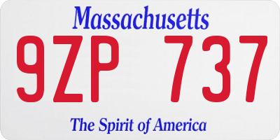 MA license plate 9ZP737