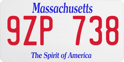 MA license plate 9ZP738