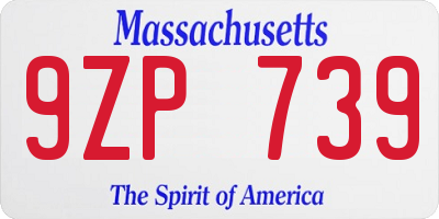 MA license plate 9ZP739