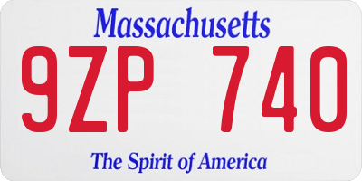 MA license plate 9ZP740