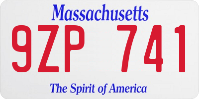 MA license plate 9ZP741