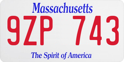 MA license plate 9ZP743