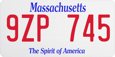 MA license plate 9ZP745