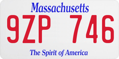 MA license plate 9ZP746