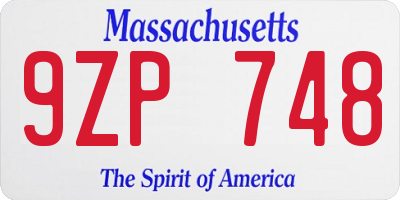 MA license plate 9ZP748