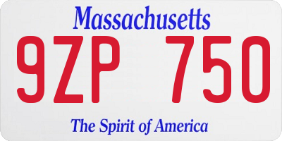 MA license plate 9ZP750