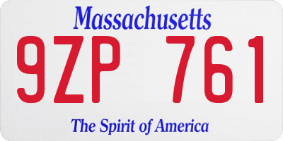 MA license plate 9ZP761