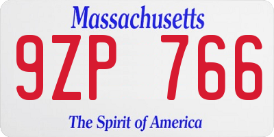 MA license plate 9ZP766