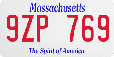 MA license plate 9ZP769