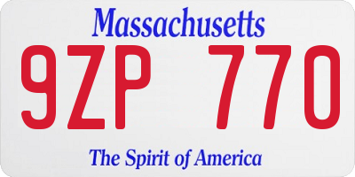 MA license plate 9ZP770