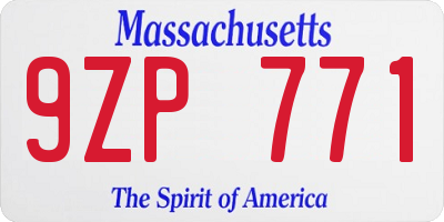 MA license plate 9ZP771