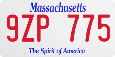 MA license plate 9ZP775