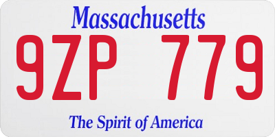 MA license plate 9ZP779