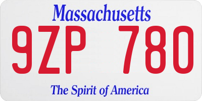 MA license plate 9ZP780