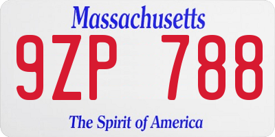 MA license plate 9ZP788