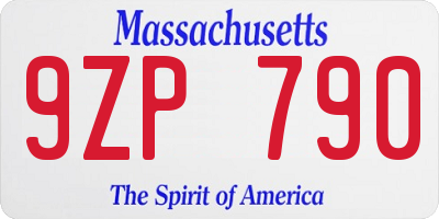 MA license plate 9ZP790