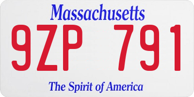 MA license plate 9ZP791