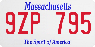 MA license plate 9ZP795