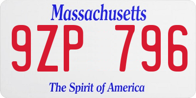 MA license plate 9ZP796