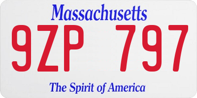 MA license plate 9ZP797