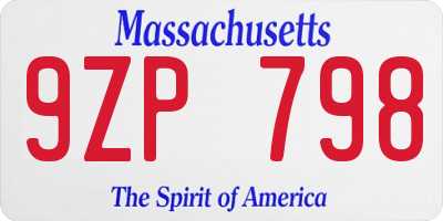 MA license plate 9ZP798