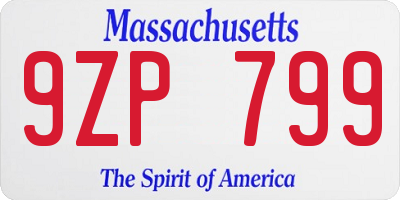 MA license plate 9ZP799