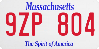 MA license plate 9ZP804