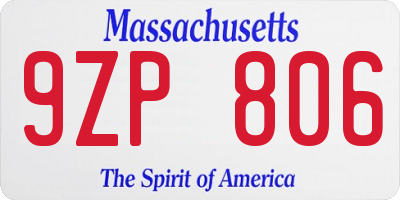 MA license plate 9ZP806