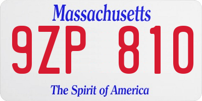 MA license plate 9ZP810