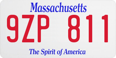 MA license plate 9ZP811