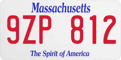 MA license plate 9ZP812