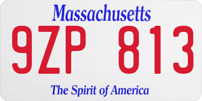 MA license plate 9ZP813