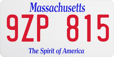 MA license plate 9ZP815