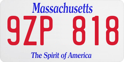 MA license plate 9ZP818